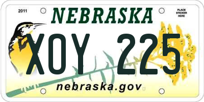 NE license plate XOY225