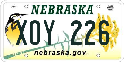 NE license plate XOY226