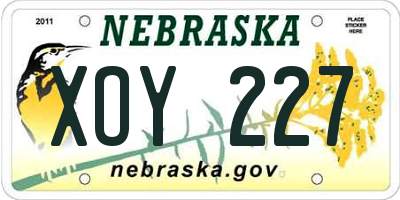 NE license plate XOY227