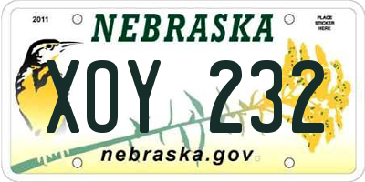 NE license plate XOY232