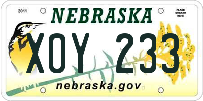 NE license plate XOY233