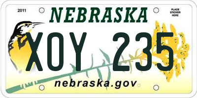 NE license plate XOY235