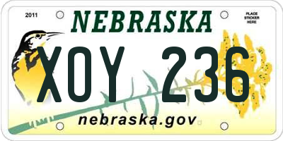 NE license plate XOY236