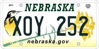 NE license plate XOY252