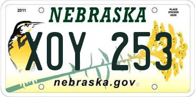 NE license plate XOY253