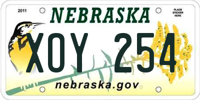 NE license plate XOY254