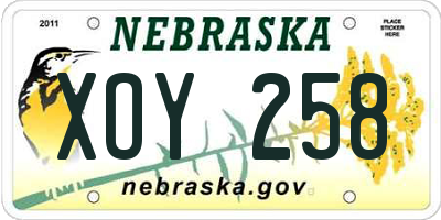 NE license plate XOY258