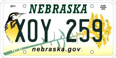 NE license plate XOY259
