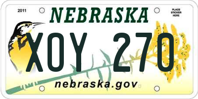 NE license plate XOY270