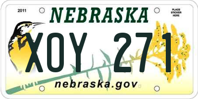 NE license plate XOY271