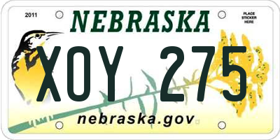 NE license plate XOY275