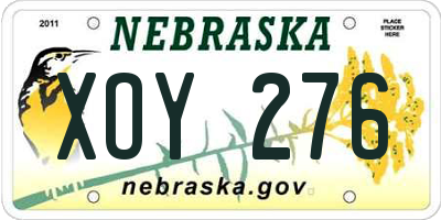 NE license plate XOY276