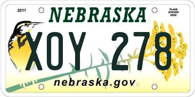 NE license plate XOY278