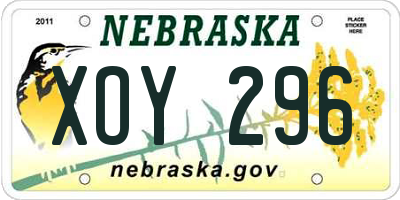 NE license plate XOY296