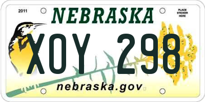 NE license plate XOY298