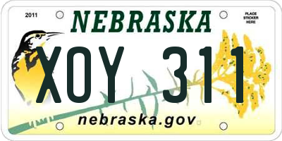 NE license plate XOY311
