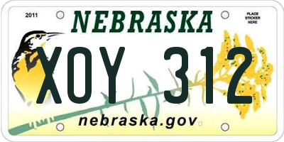 NE license plate XOY312