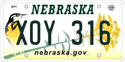 NE license plate XOY316