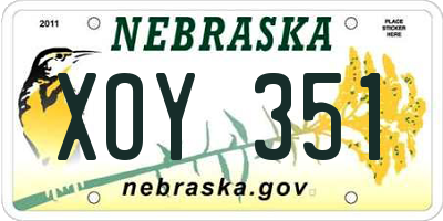 NE license plate XOY351