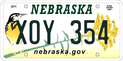 NE license plate XOY354