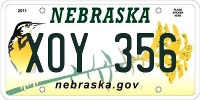 NE license plate XOY356