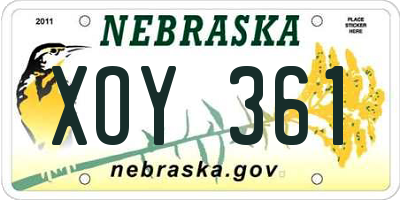NE license plate XOY361