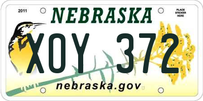 NE license plate XOY372
