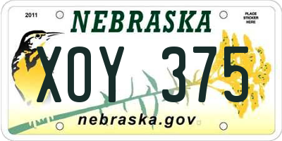 NE license plate XOY375