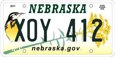 NE license plate XOY412
