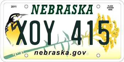 NE license plate XOY415