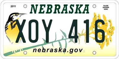 NE license plate XOY416