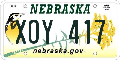 NE license plate XOY417