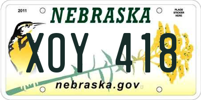 NE license plate XOY418