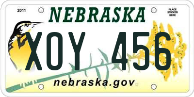 NE license plate XOY456
