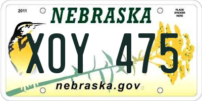 NE license plate XOY475