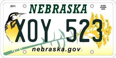NE license plate XOY523