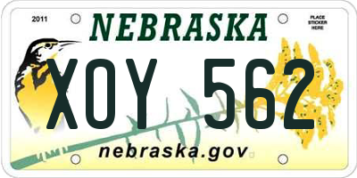 NE license plate XOY562