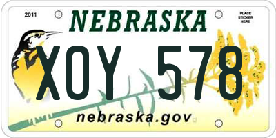NE license plate XOY578