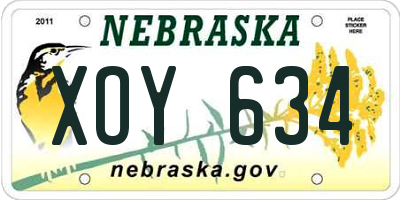 NE license plate XOY634