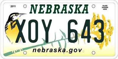 NE license plate XOY643