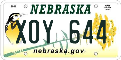 NE license plate XOY644