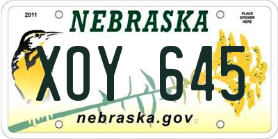 NE license plate XOY645
