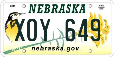 NE license plate XOY649