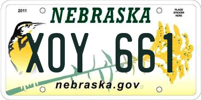 NE license plate XOY661