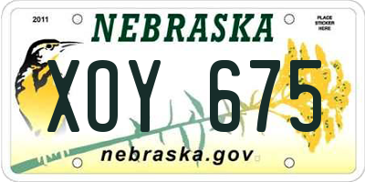 NE license plate XOY675