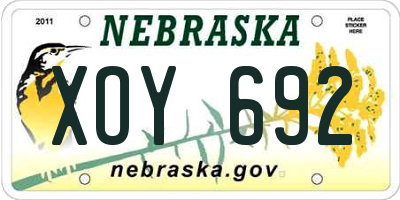 NE license plate XOY692