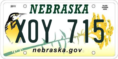 NE license plate XOY715
