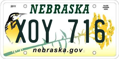 NE license plate XOY716