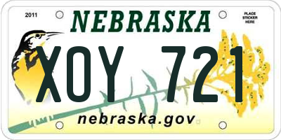 NE license plate XOY721