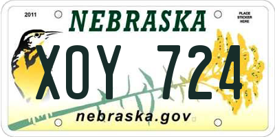 NE license plate XOY724